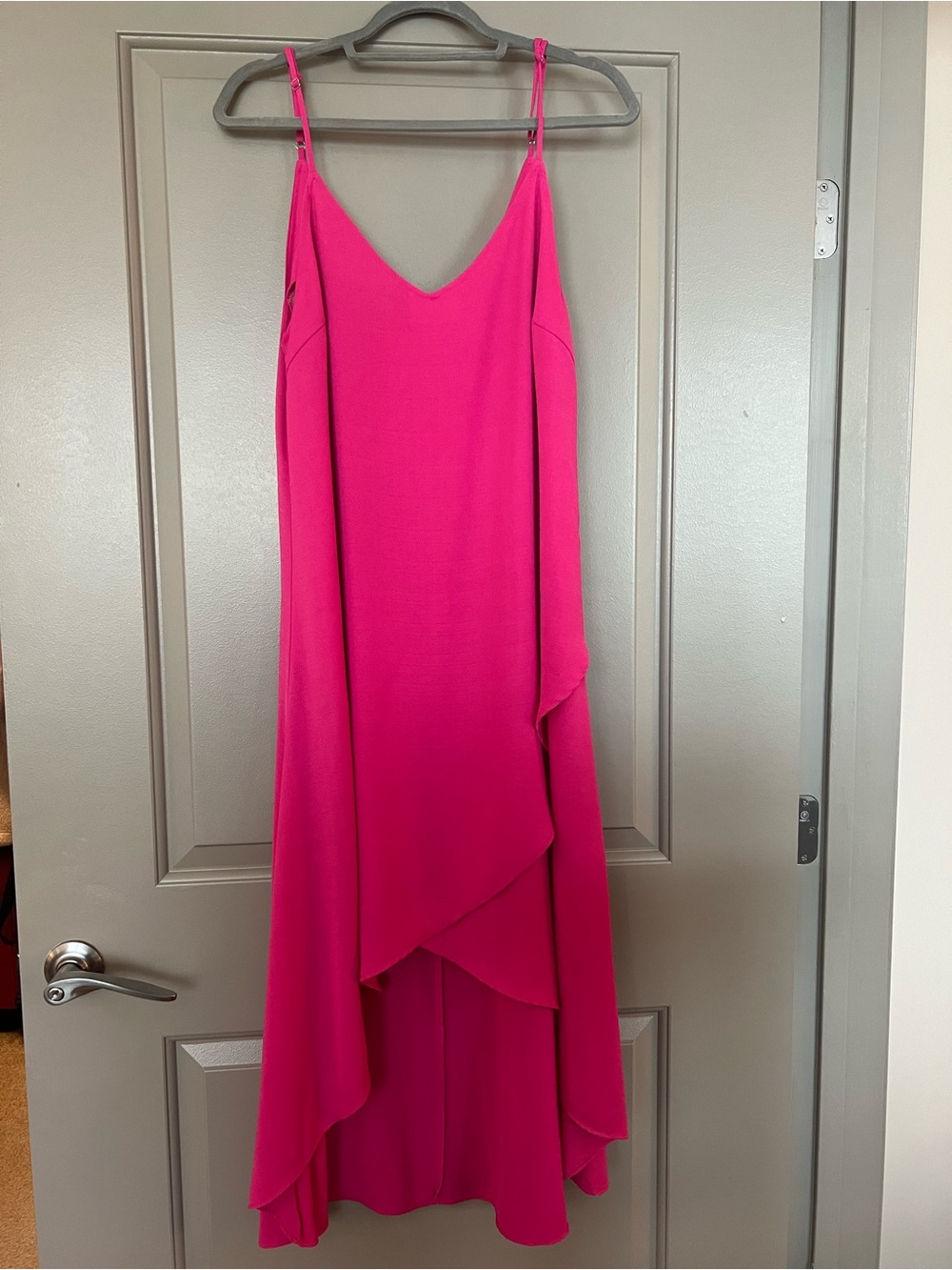 Lulu's Hot Pink High-Low Slip Dress